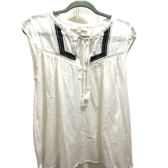 Loft Maternity White Tassel Embroidered Top - Picture 1 of 5